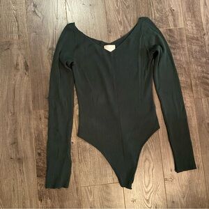 Wilfred Lefou bodysuit long sleeve rib knit thong green